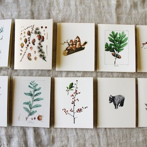 Winter Greeting Cards | Holiday Card Set | Vintage Blank Folded Cards | Variety Pack Folded Notecards | Add Envelope Liners Optional