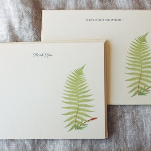 Green Fern Note Cards with Envelopes | Set of 24  Notecards Handmade | Personalized Greeting Cards Set | Vintage Note Cards Monogrammed