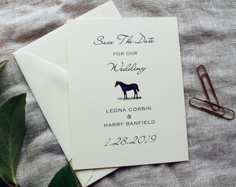 Horse Save The Date Cards | Equestrian Wedding Invitation Set | Ranch Wedding Save the Date Download | Derby Wedding Save the Date Handmade