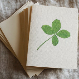 Good Luck Cards Set of 10 Four Leaf Clover Cards with Envelopes St Patrick's Day Greeting Cards Set St Patrick's Day Gift Irish Card image 1