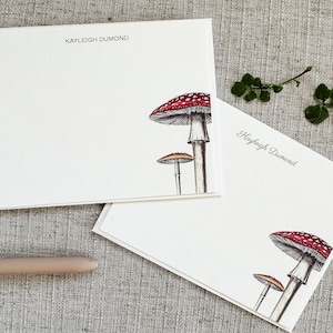 Notitiekaartenset met paddenstoelillustratie - set van 24 notitiekaarten met enveloppen - handgemaakt, op de natuur geïnspireerd briefpapier - aangepaste blanco wenskaarten