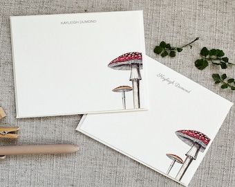 Mushroom Illustration Notecard Set - Set of 24 Note Cards with Envelopes - Handmade Nature Inspired Stationery - Custom Blank Greeting Cards