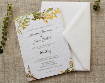 Eco-friendly Seed Paper Wedding Invite | Handcrafted with Wildflower Seeds