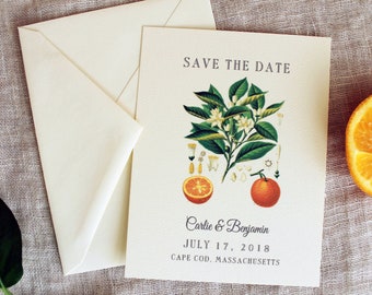 Orange Blossom Wedding Save the Date | Citrus Wedding Invitation Set | Summer Wedding Save the Date Handmade | Spring Save the Date Download