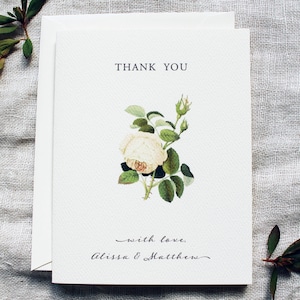 Juego de tarjetas de agradecimiento de boda minimalistas / Notas de agradecimiento de boda en rosa ruborizado / Tarjetas de agradecimiento de despedida de soltera con flores rosas / Tarjetas de agradecimiento de baby shower