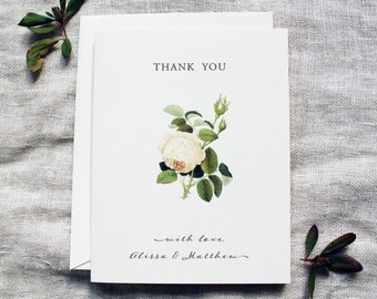 Minimal Wedding Thank You Card Set | Blush Rose Wedding Thank You Notes | Pink Floral Bridal Shower Thank You Cards | Baby Shower Thank You