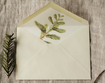 Pine Branch Wedding Invitation Envelope Liners | Woodland Wedding Lined Envelopes a2 | Rustic Wedding Envelope Liners a7 | Pine Tree Print