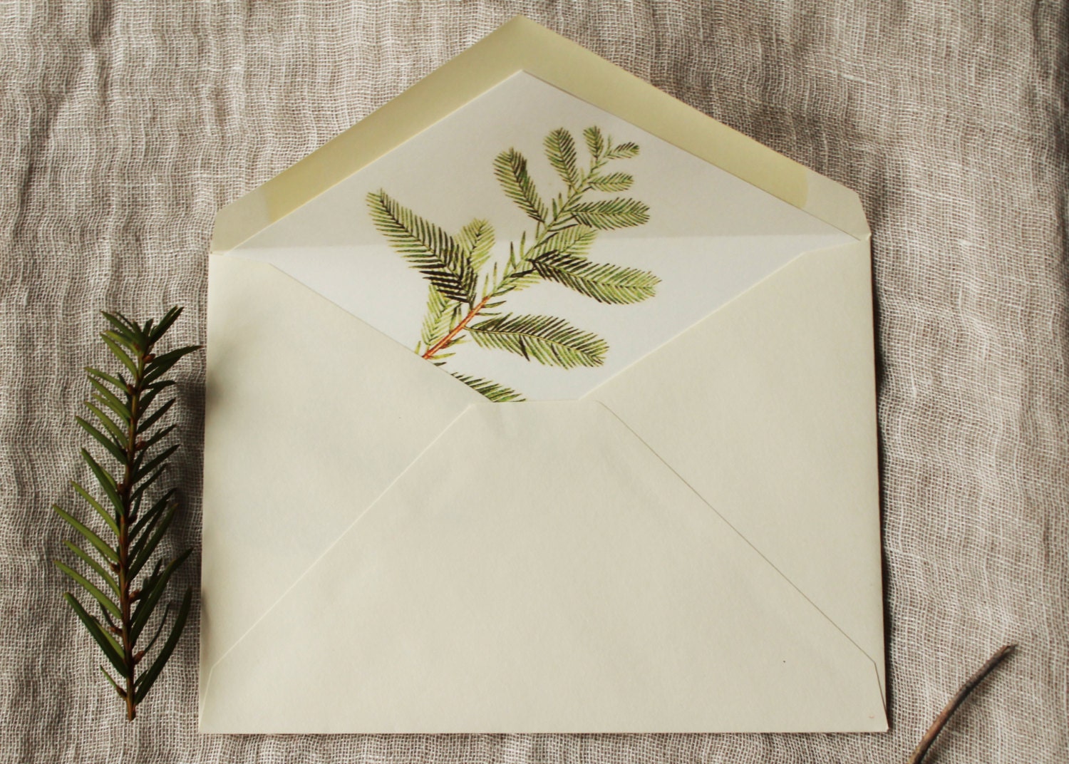 Pine Branch Wedding Invitation Envelope Liners Woodland