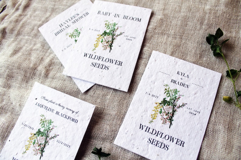 Wildflower Seed Favors Sustainable Favors Seed Packets Custom Seed Paper Favors Sustainable Wedding Favors Seeded Paper Favor image 2