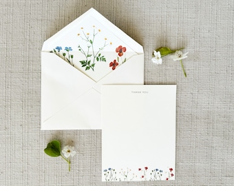 Vintage Floral Notecard Set - Set van 24 Notitiekaarten met enveloppen - Bloemillustratiekaarten - Handgemaakte aangepaste kaarten - Natuur geïnspireerd cadeau