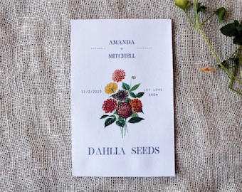 Dahlia Seed Packet Envelopes | Zinnia Wedding Favors | SEEDS NOT INCLUDED | Bridal Shower Favors | Baby Shower Favors | Memorial Favors