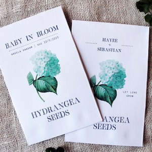Blue Hydrangea Wedding Seed Packet Envelopes | SEEDS NOT INCLUDED | Bridal Shower Favors | Baby Shower Favors