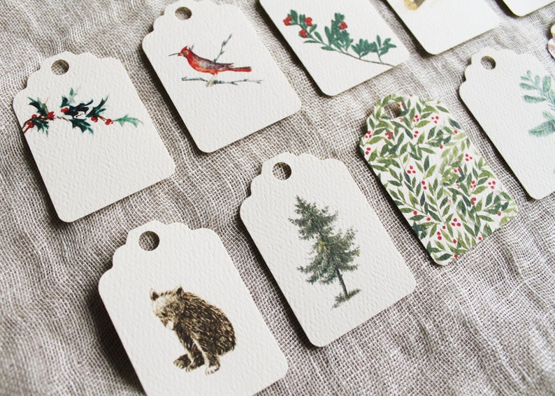 Holiday Gift Tags Variety Set of 24 Christmas Gift Tag Set green red image 2