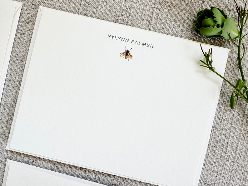 Bee Notecards with Envelopes Set of 24 Bee Note Cards Handmade Rustic Greeting Cards Woodland Gift for Her Garden Gift for Grandma 画像 1