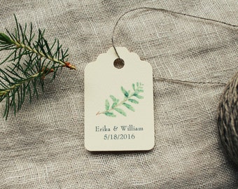 Evergreen Favor Tags | Pine Wedding Gift Tags Personalized | Woodland Baby Shower Paper Tags Custom | Winter Bridal Shower Hang Tags