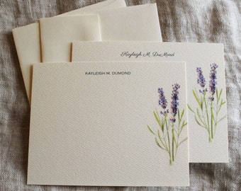 Lavender Note Cards with Envelopes | Set of 24 Personalized Notecards Handmade | Greeting Card Set | Gift for Mom | Floral Gift for Her