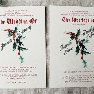 Christmas Wedding Invitation Set Winter Wedding Invitation Digital Holiday Wedding Invitations Handmade Mistletoe Decor image 6