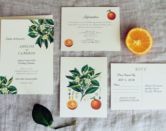 Orange Wedding Invitation Template | Orange Blossom Wedding Invitation Editable | Orange Wedding Invitation Suite | Instant Download