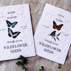 Butterfly Wildflower Seed Favors Sustainable Favors Seed Packets Custom Seed Paper Favors Sustainable Wedding Favors Zero Waste image 1