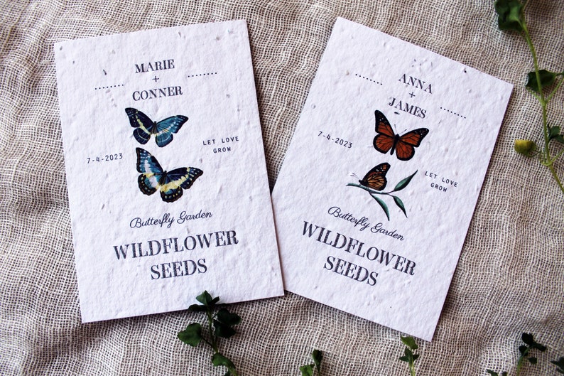 Butterfly Wildflower Seed Favors Sustainable Favors Seed Packets Custom Seed Paper Favors Sustainable Wedding Favors Zero Waste image 1