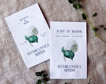 Hydrangea Seed Packet Envelopes SEEDS NOT INCLUDED | Flower Seed Envelope Favors | Wedding Favors | Bridal Shower Favors  Baby Shower Favors