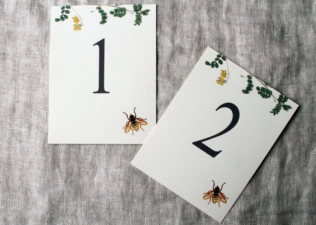 Bee Wedding Table Numbers | Bee Table Numbers Printable | Bee Table ...