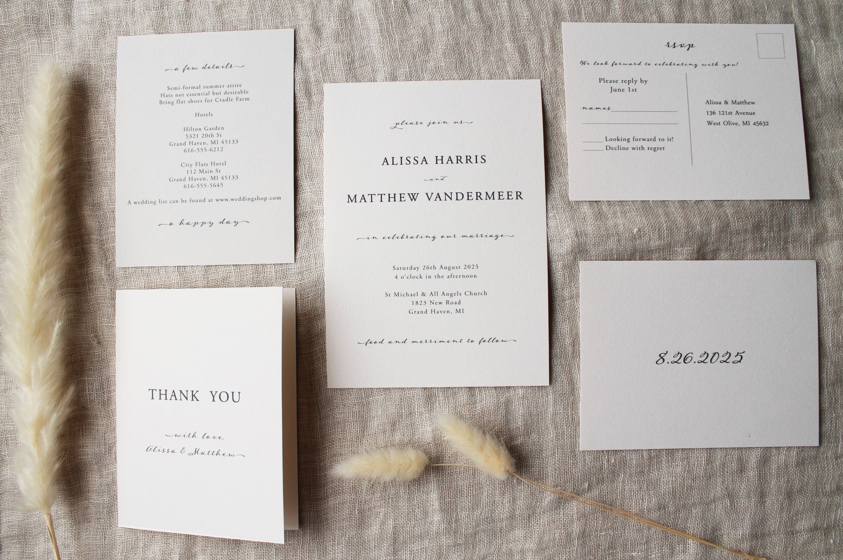 Minimalist Wedding Invitation Suite | Printed Wedding Invitations Minimalist | Handmade Wedding Invitations Minimal