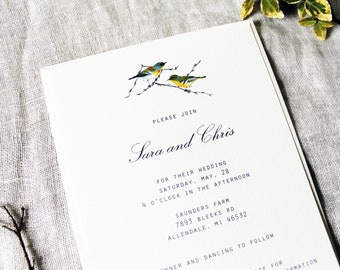 Bird Wedding Invitation Set | Rustic Wedding Invitation Download | Woodland Wedding Invitations Handmade | Nature Wedding Decor