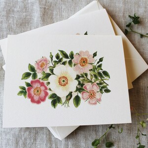 Roze bloemenwenskaarten met envelop | Bloemen blanco wenskaarten | Blanco gevouwen kaarten | Gevouwen notitiekaarten