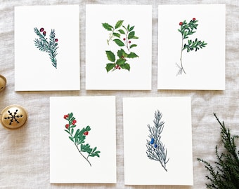 Simple Holiday Cards Variety Card Pack | Winter Branches Blank Folded Cards Set