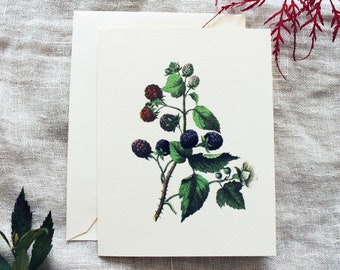 10 Blackberry Folded Note Cards with Envelopes | Berry Greeting Cards Handmade | Vintage Cards Set | Woodland Cards | Gardener Gift for Her