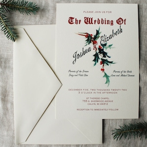 Christmas Wedding Invitation Set Winter Wedding Invitation Digital Holiday Wedding Invitations Handmade Mistletoe Decor image 3