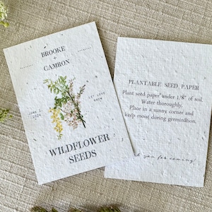 Wildflower Seed Paper Favors for Wedding Shower Birthday or Funeral