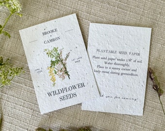 Wildflower Seed Paper Favors for Wedding Shower Birthday or Funeral
