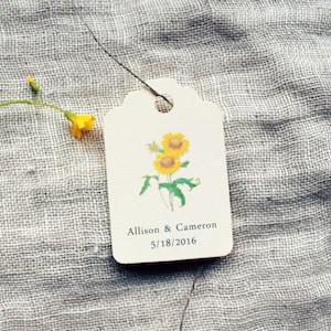 Etiquettes de faveur tournesol pour shower de mariage ou fête
