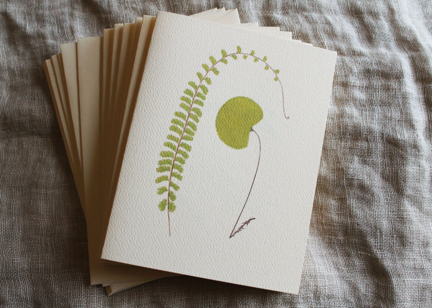 Green Fern Greeting Cards with Envelopes Botanical Folded | Etsy