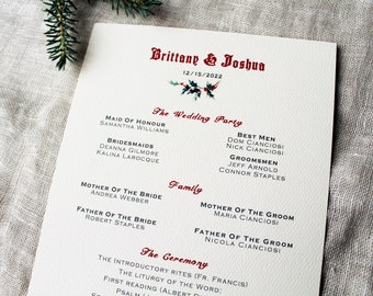 Christmas Wedding Program Template | Holiday Wedding Program Editable File | Digital Wedding Program Christmas | Program Printable