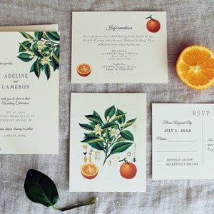 Orange Blossom Wedding Invitation Suite | Citrus Wedding Invitation Download | Botanical Wedding Invitations Handmade | Summer Wedding Decor