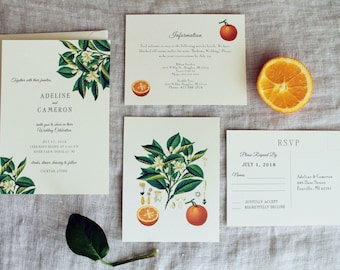 Orange Blossom Wedding Invitation Suite | Citrus Wedding Invitation Download | Botanical Wedding Invitations Handmade | Summer Wedding Decor