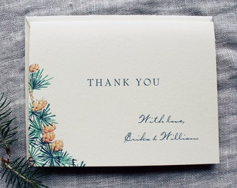 Evergreen Wedding Thank You Cards | Pine Wedding Invitation Thank You Notes | Winter Wedding Thank You Card Pack | Shower Thank You Cards