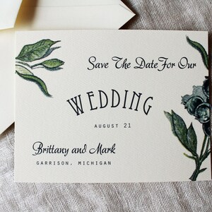 Heidelbeere Save The Date Karten | Heidelbeere Hochzeit Einladung Set | Garten Hochzeit sparen den Datum Download | Botanische retten das Datum handgefertigt