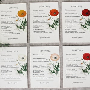 Mohnblumen-Hochzeits-Einladungs-Reihe | Rustikale Blumenhochzeits-Einladung zum Herunterladen | Handmade Hochzeitseinladung Set | Vintage Frühling Dekor