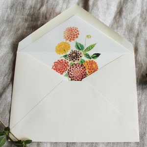 Dahlia Envelope Liners | Botanical Lined Envelopes a7 | Floral Envelope Liners a2 | Lined Envelopes Wedding | Flower Envelope Liner Download