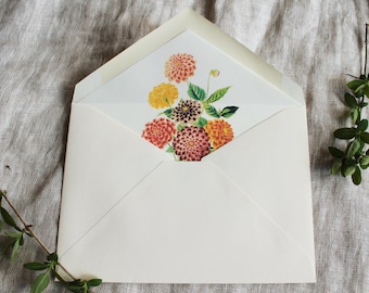 Dahlia Envelope Liners | Botanical Lined Envelopes a7 | Floral Envelope Liners a2 | Lined Envelopes Wedding | Flower Envelope Liner Download