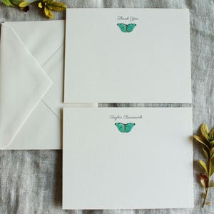 Blue Butterfly Note Cards With Envelopes | Set of 24 Personalized ...