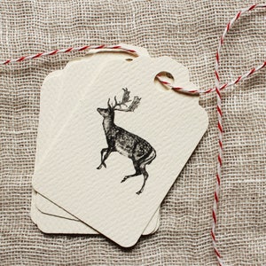 Holiday Gift Tag | Reindeer Gift Tag | Christmas Gift Tag | Rustic Gift Tag | Scallop Tag | black and white Christmas Tag | reindeer tag
