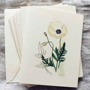 de correspondance pliés blancs avec enveloppes | 10 cartes de voeux coquelicots | carte de voeux fleur | Cartes de correspondance florales | Cartes de remerciement