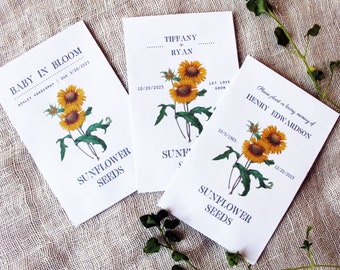 Sunflower Seed Packet Envelopes  SEEDS NOT INCLUDED | Wedding Favors | Bridal Shower Favors  Baby Shower Favors