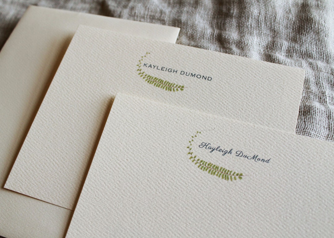 Fern Note Cards With Envelopes | Set of 24 Green Fern Notecards ...
