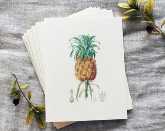 Pineapple Blank Folded Note Cards with Envelopes | Pineapple Greeting Card | Tropical Thank You Cards |  Destination Wedding Stationary